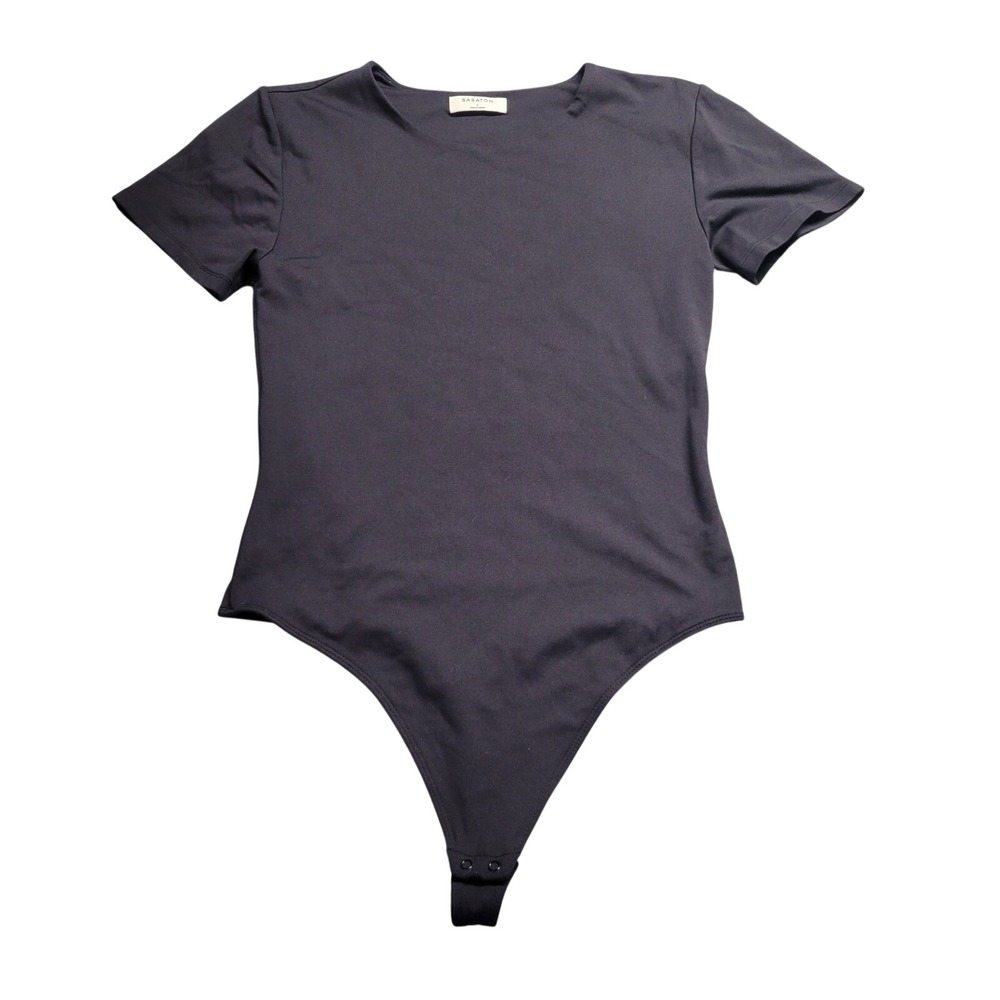 Babaton Contour Crewneck Short Sleeve‎ Bodysuit Black Size Large Classic Aritzia